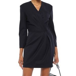 NWT Sandro Deep Navy Gattinara Twill Wrap Dress